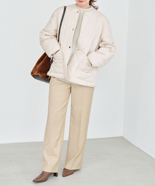 キルティングカラーレスジャケット