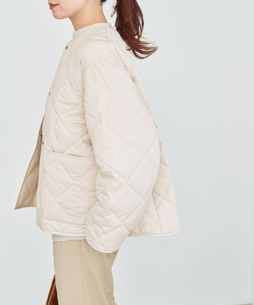 キルティングカラーレスジャケット