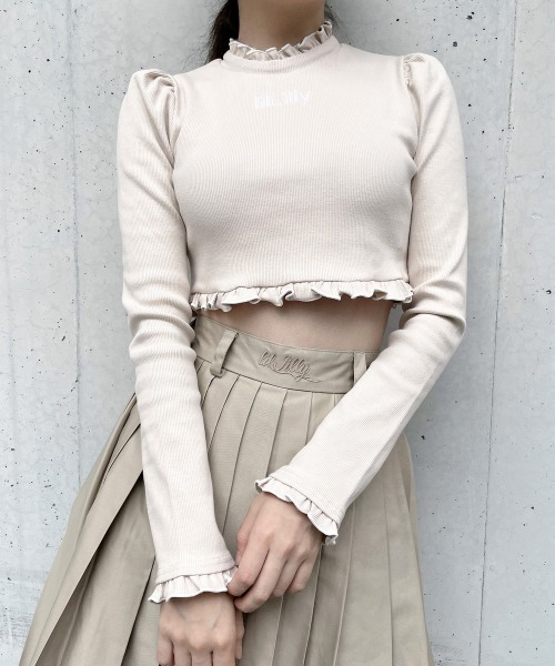 lilLilly（リルリリー）の「【再入荷】ショートリブトップス（ニット/セーター・レディース・ホワイト/ブラック/ベージュ/ピンク・FREE）」の3枚目の写真