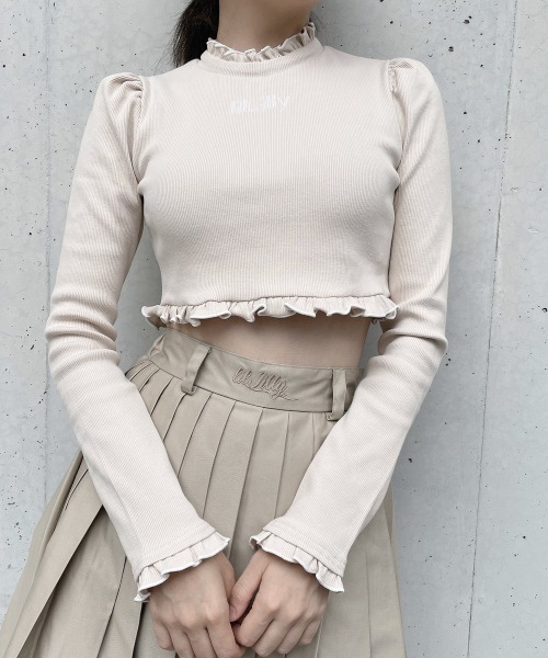 lilLilly（リルリリー）の「【再入荷】ショートリブトップス（ニット/セーター・レディース・ホワイト/ブラック/ベージュ/ピンク・FREE）」の7枚目の写真