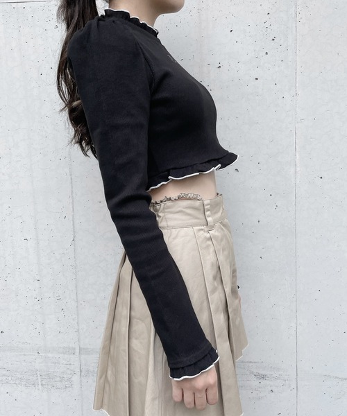 lilLilly（リルリリー）の「【再入荷】ショートリブトップス（ニット/セーター・レディース・ホワイト/ブラック/ベージュ/ピンク・FREE）」の20枚目の写真