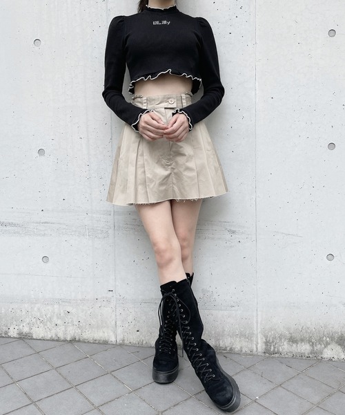 lilLilly（リルリリー）の「【再入荷】ショートリブトップス（ニット/セーター・レディース・ホワイト/ブラック/ベージュ/ピンク・FREE）」の22枚目の写真