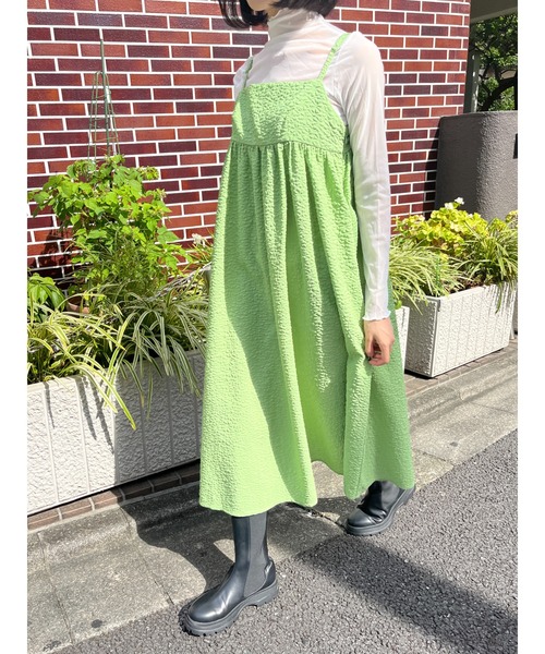 WC（ダブル シー）の「フクレロングキャミワンピース（ワンピース・レディース・グリーン/ベージュ/ブラック・FREE）」の17枚目の写真