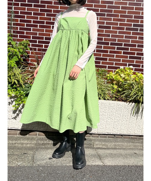 WC（ダブル シー）の「フクレロングキャミワンピース（ワンピース・レディース・グリーン/ベージュ/ブラック・FREE）」の13枚目の写真