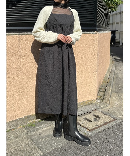 WC（ダブル シー）の「フクレロングキャミワンピース（ワンピース・レディース・グリーン/ベージュ/ブラック・FREE）」の7枚目の写真