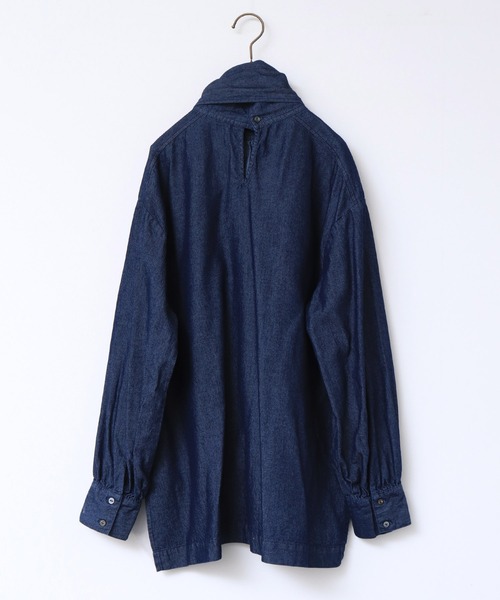 hunch（ハンチ）の「リボンタイ付クラシカルハイネックブラウス l 上品 きれいめ 無地 ボリューム袖 オケージョン 入学式 卒業式（シャツ/ブラウス・レディース・ネイビー・FREE）」の18枚目の写真