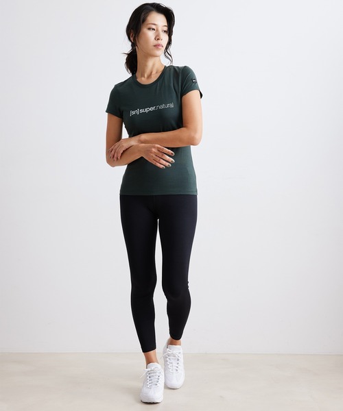 SN super.natural（スーパーナチュラル）の「【super.natural】HORIZONTAL SNLOGO 半袖ロゴTシャツ（Tシャツ/カットソー・レディース・ワイン/ブラック/グリーン・S）」の5枚目の写真