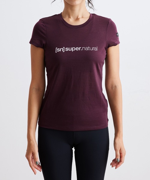 SN super.natural（スーパーナチュラル）の「【super.natural】HORIZONTAL SNLOGO 半袖ロゴTシャツ（Tシャツ/カットソー・レディース・ワイン/ブラック/グリーン・S）」の15枚目の写真