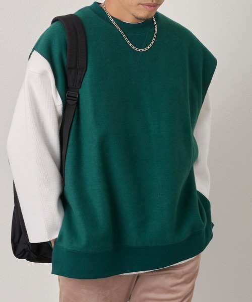 CIAOPANIC TYPY（チャオパニックティピー）の「オーバーサイズ裏起毛裏使いリバーシブルベスト（ベスト・メンズ・ブラック/サックスブルー/グリーン/アイボリー・ONE SIZE）」の4枚目の写真