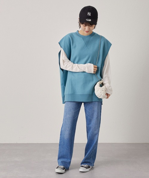 CIAOPANIC TYPY（チャオパニックティピー）の「オーバーサイズ裏起毛裏使いリバーシブルベスト（ベスト・メンズ・ブラック/サックスブルー/グリーン/アイボリー・ONE SIZE）」の22枚目の写真