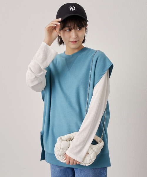 CIAOPANIC TYPY（チャオパニックティピー）の「オーバーサイズ裏起毛裏使いリバーシブルベスト（ベスト・メンズ・ブラック/サックスブルー/グリーン/アイボリー・ONE SIZE）」の15枚目の写真