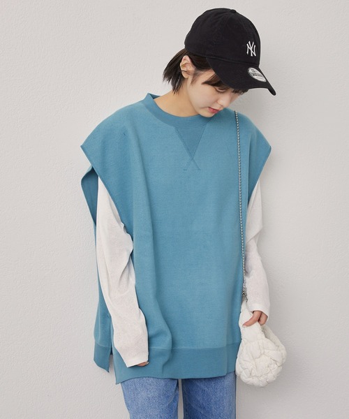 CIAOPANIC TYPY（チャオパニックティピー）の「オーバーサイズ裏起毛裏使いリバーシブルベスト（ベスト・メンズ・ブラック/サックスブルー/グリーン/アイボリー・ONE SIZE）」の18枚目の写真