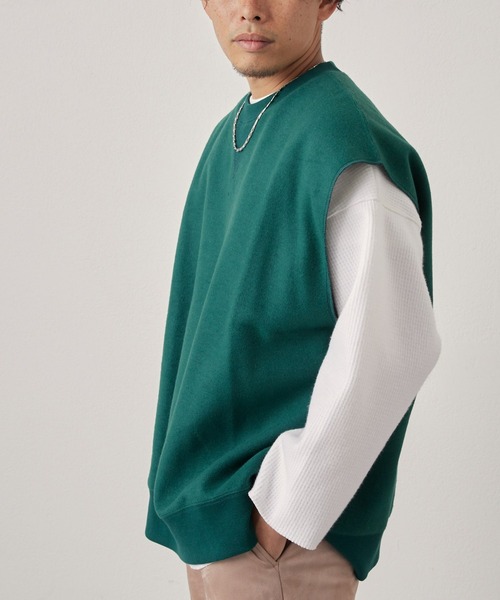 CIAOPANIC TYPY（チャオパニックティピー）の「オーバーサイズ裏起毛裏使いリバーシブルベスト（ベスト・メンズ・ブラック/サックスブルー/グリーン/アイボリー・ONE SIZE）」の5枚目の写真