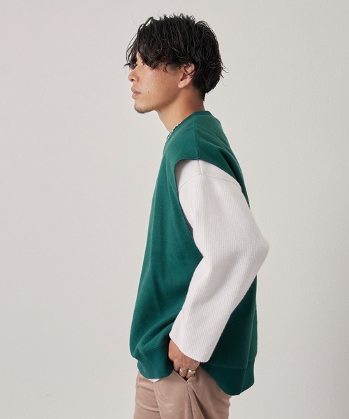 CIAOPANIC TYPY（チャオパニックティピー）の「オーバーサイズ裏起毛裏使いリバーシブルベスト（ベスト・メンズ・ブラック/サックスブルー/グリーン/アイボリー・ONE SIZE）」の6枚目の写真