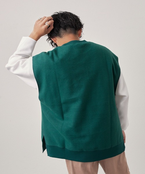 CIAOPANIC TYPY（チャオパニックティピー）の「オーバーサイズ裏起毛裏使いリバーシブルベスト（ベスト・メンズ・ブラック/サックスブルー/グリーン/アイボリー・ONE SIZE）」の8枚目の写真