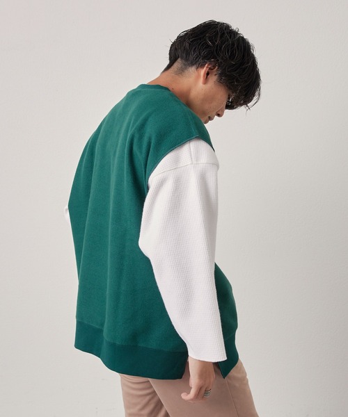 CIAOPANIC TYPY（チャオパニックティピー）の「オーバーサイズ裏起毛裏使いリバーシブルベスト（ベスト・メンズ・ブラック/サックスブルー/グリーン/アイボリー・ONE SIZE）」の9枚目の写真