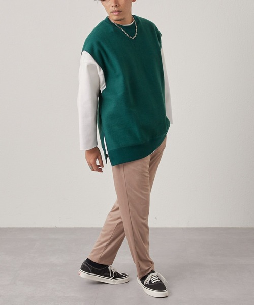 CIAOPANIC TYPY（チャオパニックティピー）の「オーバーサイズ裏起毛裏使いリバーシブルベスト（ベスト・メンズ・ブラック/サックスブルー/グリーン/アイボリー・ONE SIZE）」の14枚目の写真