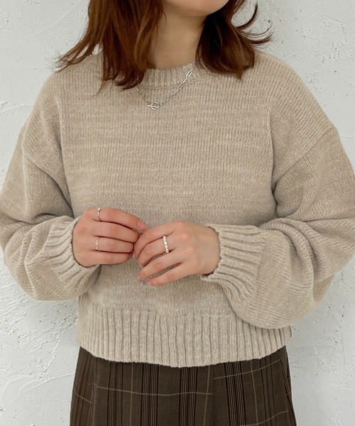 apres jour mignon(アプレジュールミニョン)の「ショートニットプルオーバー【ZOZOTOWN限定アイテム】(ニット/セーター・レディース・オレンジ/ブルー/ベージュ/アイボリー/ブラック・X-LARGE/フリー)」の19枚目の写真