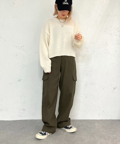 apres jour mignon(アプレジュールミニョン)の「ショートニットプルオーバー【ZOZOTOWN限定アイテム】(ニット/セーター・レディース・オレンジ/ブルー/ベージュ/アイボリー/ブラック・X-LARGE/フリー)」の10枚目の写真