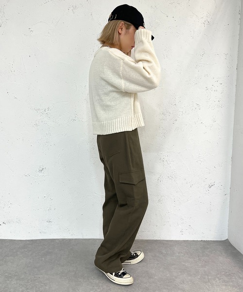 apres jour mignon(アプレジュールミニョン)の「ショートニットプルオーバー【ZOZOTOWN限定アイテム】(ニット/セーター・レディース・オレンジ/ブルー/ベージュ/アイボリー/ブラック・X-LARGE/フリー)」の11枚目の写真
