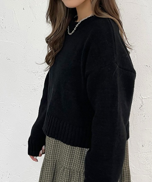 apres jour mignon(アプレジュールミニョン)の「ショートニットプルオーバー【ZOZOTOWN限定アイテム】(ニット/セーター・レディース・オレンジ/ブルー/ベージュ/アイボリー/ブラック・X-LARGE/フリー)」の13枚目の写真