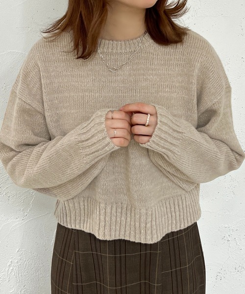 apres jour mignon(アプレジュールミニョン)の「ショートニットプルオーバー【ZOZOTOWN限定アイテム】(ニット/セーター・レディース・オレンジ/ブルー/ベージュ/アイボリー/ブラック・X-LARGE/フリー)」の20枚目の写真