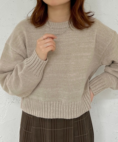 apres jour mignon(アプレジュールミニョン)の「ショートニットプルオーバー【ZOZOTOWN限定アイテム】(ニット/セーター・レディース・オレンジ/ブルー/ベージュ/アイボリー/ブラック・X-LARGE/フリー)」の21枚目の写真