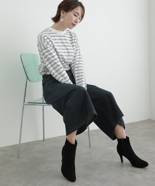 ElegChic(エレグシック)の「ミモレ丈 ワイドパンツ(デニムパンツ・レディース・ダークネイビー/ブルー/ネイビー・3L/4L/M/L/XL)」の17枚目の写真