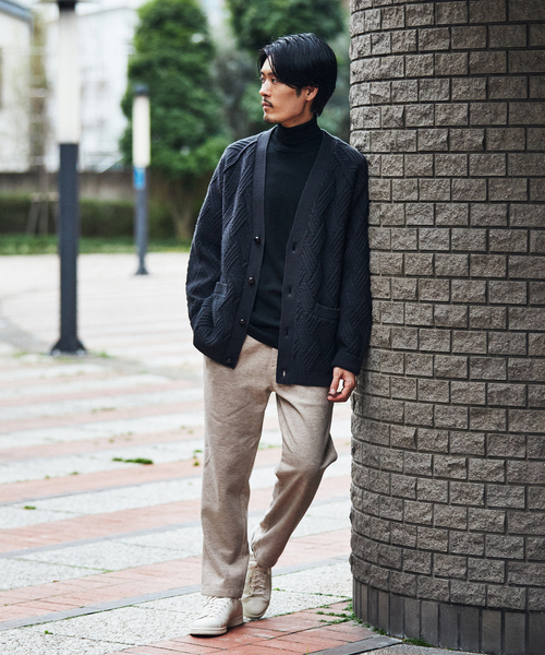 エディフィス フレンチメリノウール100% ジオメトリック ニット カーディガン EDIFICE（エディフィス）の「フレンチメリノウール100% ジオメトリック