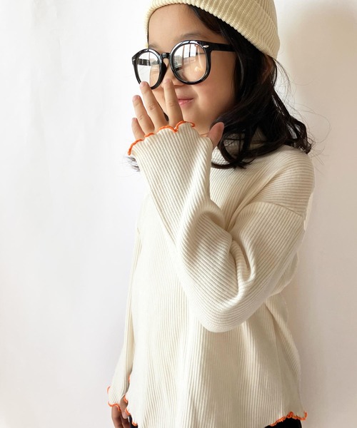 CIAOPANIC TYPY(チャオパニックティピー)の「【KIDS】【セットアップ対応】リブ配色メロウタートル(Tシャツ/カットソー・キッズ・アイボリー/グレー/イエロー/ブラック・S/XXL/XL/L/M)」の2枚目の写真