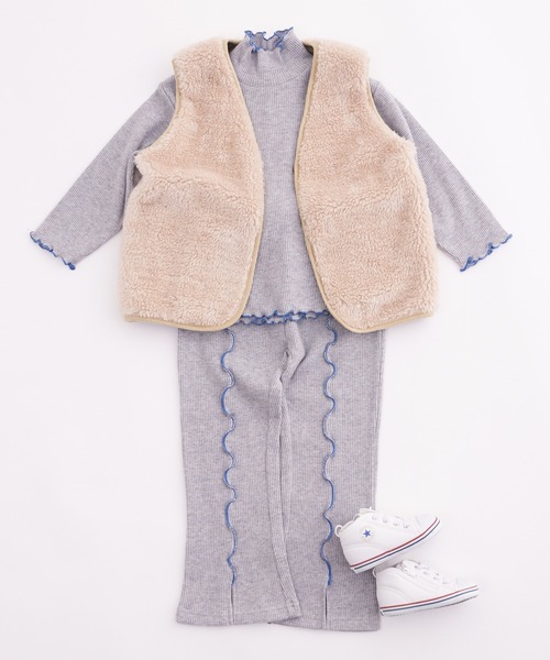 CIAOPANIC TYPY(チャオパニックティピー)の「【KIDS】【セットアップ対応】リブ配色メロウタートル(Tシャツ/カットソー・キッズ・アイボリー/グレー/イエロー/ブラック・S/XXL/XL/L/M)」の7枚目の写真