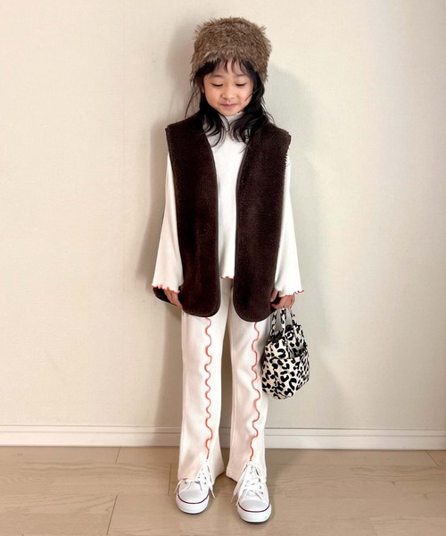 CIAOPANIC TYPY(チャオパニックティピー)の「【KIDS】【セットアップ対応】リブ配色メロウタートル(Tシャツ/カットソー・キッズ・アイボリー/グレー/イエロー/ブラック・S/XXL/XL/L/M)」の21枚目の写真