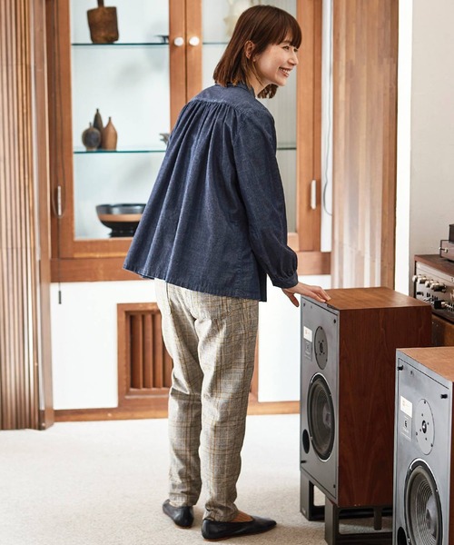 セール】サニークラウズ インディゴピンタックブラウス〈レディース