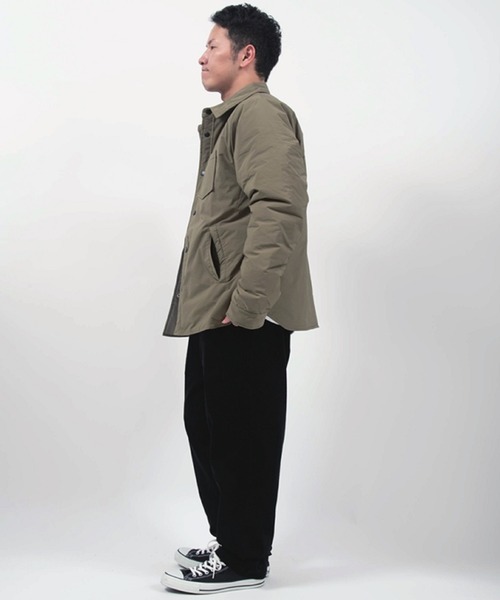 Alil（アリル）の「【Alil】アリル ミリタリー 中綿 ルーズシルエット シャツジャケット 大人カジュアル（ブルゾン・メンズ・ブラック/グレー/カーキ・SMALL/LARGE/MEDIUM）」の20枚目の写真