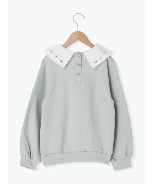 Samansa Mos2 Lagom(サマンサモスモスラーゴム)の「◎衿刺繍トレーナー(Tシャツ/カットソー・キッズ・ミント/モカ・100cm/110cm/120cm/130cm/95cm)」の4枚目の写真