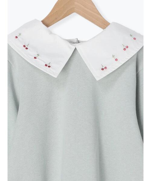 Samansa Mos2 Lagom(サマンサモスモスラーゴム)の「◎衿刺繍トレーナー(Tシャツ/カットソー・キッズ・ミント/モカ・100cm/110cm/120cm/130cm/95cm)」の5枚目の写真