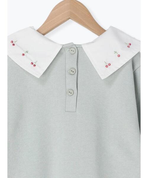 Samansa Mos2 Lagom(サマンサモスモスラーゴム)の「◎衿刺繍トレーナー(Tシャツ/カットソー・キッズ・ミント/モカ・100cm/110cm/120cm/130cm/95cm)」の8枚目の写真