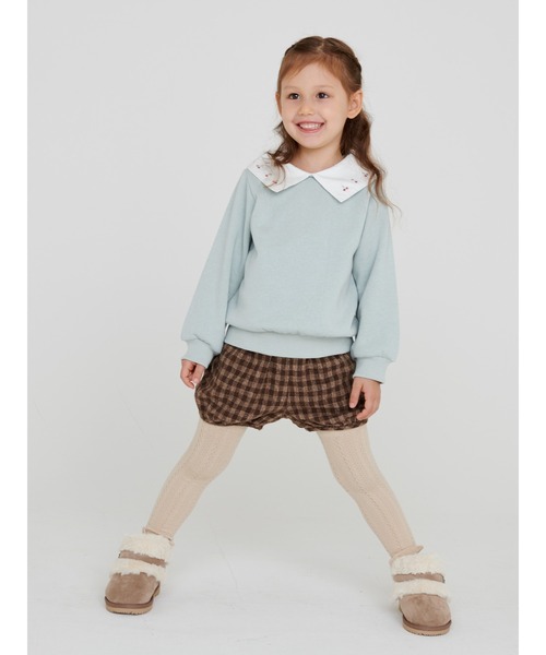 Samansa Mos2 Lagom(サマンサモスモスラーゴム)の「◎衿刺繍トレーナー(Tシャツ/カットソー・キッズ・ミント/モカ・100cm/110cm/120cm/130cm/95cm)」の12枚目の写真