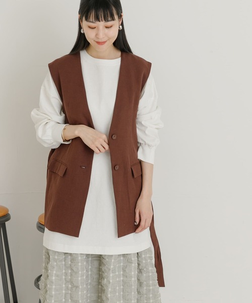 UR Lab.（アーバンリサーチラボ）の「ベルト付きベスト（ベスト・レディース・ダークブラウン/ベージュ/モカ・FREE）」の19枚目の写真