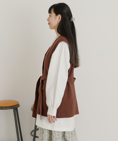 UR Lab.（アーバンリサーチラボ）の「ベルト付きベスト（ベスト・レディース・ダークブラウン/ベージュ/モカ・FREE）」の22枚目の写真