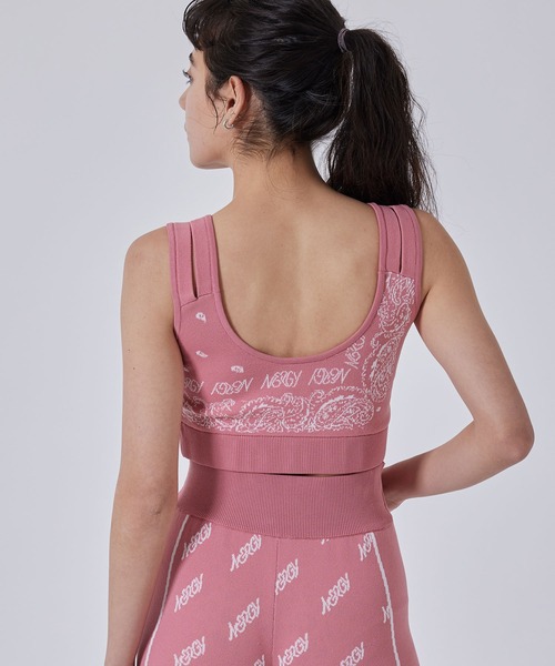 NERGY（ナージー）の「バンダナニットブラトップ（スポーツブラ・レディース・ピンク/スミクロ・S/M）」の3枚目の写真