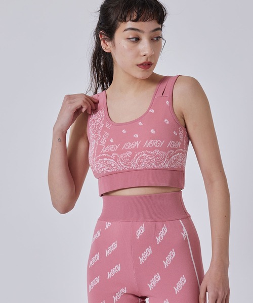 NERGY（ナージー）の「バンダナニットブラトップ（スポーツブラ・レディース・ピンク/スミクロ・S/M）」の5枚目の写真