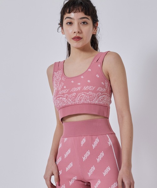 NERGY（ナージー）の「バンダナニットブラトップ（スポーツブラ・レディース・ピンク/スミクロ・S/M）」の7枚目の写真
