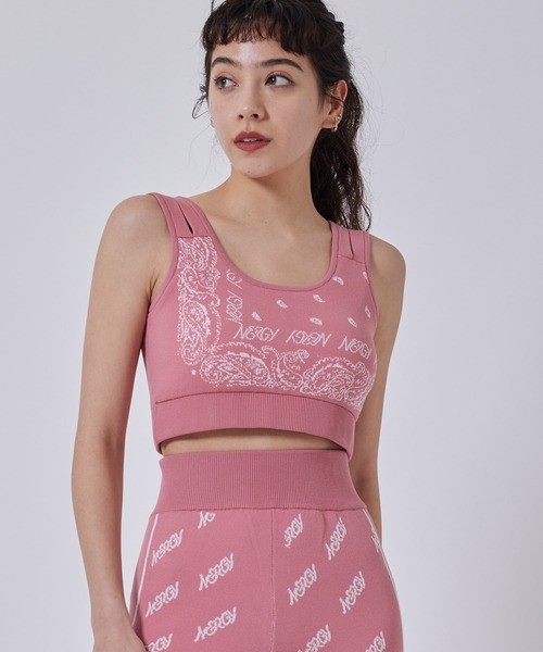 NERGY（ナージー）の「バンダナニットブラトップ（スポーツブラ・レディース・ピンク/スミクロ・S/M）」の6枚目の写真