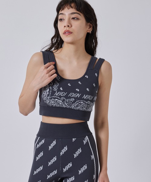 NERGY（ナージー）の「バンダナニットブラトップ（スポーツブラ・レディース・ピンク/スミクロ・S/M）」の10枚目の写真