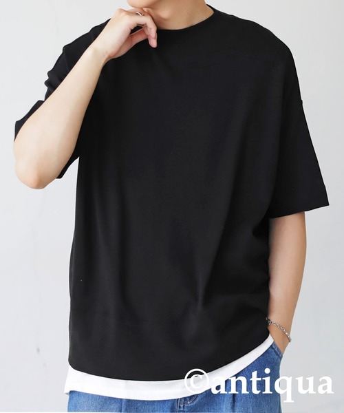 antiqua(アンティカ)の「ベーシックスムース生地Tシャツ(Tシャツ/カットソー・レディース・ブラック/ホワイト/グレイッシュベージュ・FREE)」の13枚目の写真