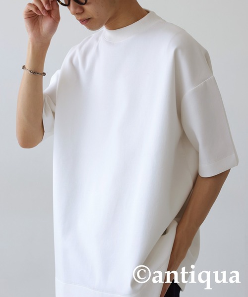 antiqua(アンティカ)の「ベーシックスムース生地Tシャツ(Tシャツ/カットソー・レディース・ブラック/ホワイト/グレイッシュベージュ・FREE)」の8枚目の写真