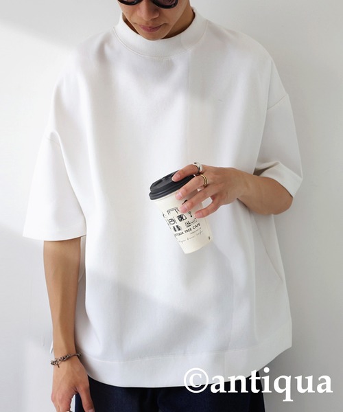 antiqua(アンティカ)の「ベーシックスムース生地Tシャツ(Tシャツ/カットソー・レディース・ブラック/ホワイト/グレイッシュベージュ・FREE)」の12枚目の写真