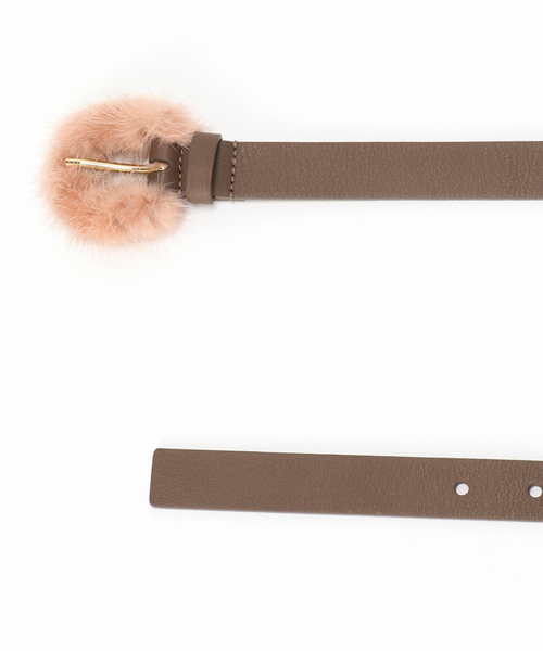 arron（アローン）の「ARRON ミンクファーミニバックルベルト（ベルト・レディース・ブラック・FREE）」の2枚目の写真