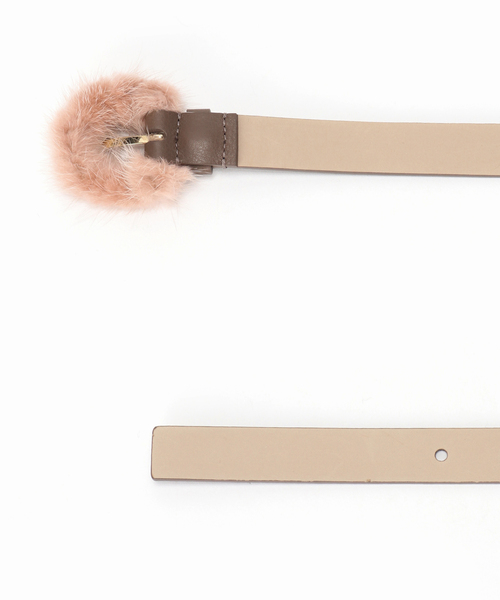 arron（アローン）の「ARRON ミンクファーミニバックルベルト（ベルト・レディース・ブラック・FREE）」の3枚目の写真